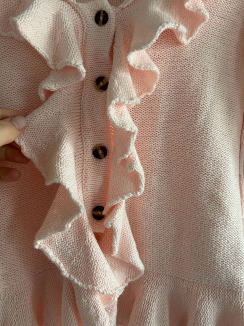 LPA Light Pink Ruffle Button-Front Cardigan - Picture 3 of 5